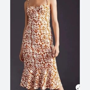 Anthropologie Hutch Floral Slim Jolie Summer Midi Dress Size XS